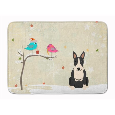 Carolines Treasures Christmas Bull Terrier Black and White Machine Washable Memory Foam Mat BB2605RUG
